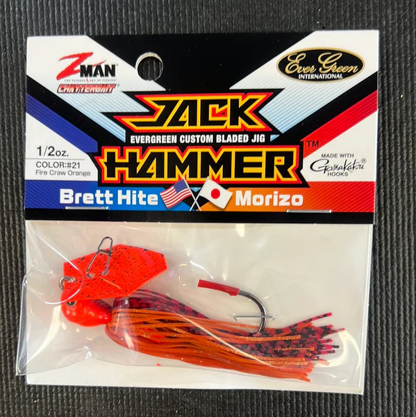 Z-Man Evergreen 3/8 Oz Jackhammer Chatterbait Fishing Lures Fire Craw