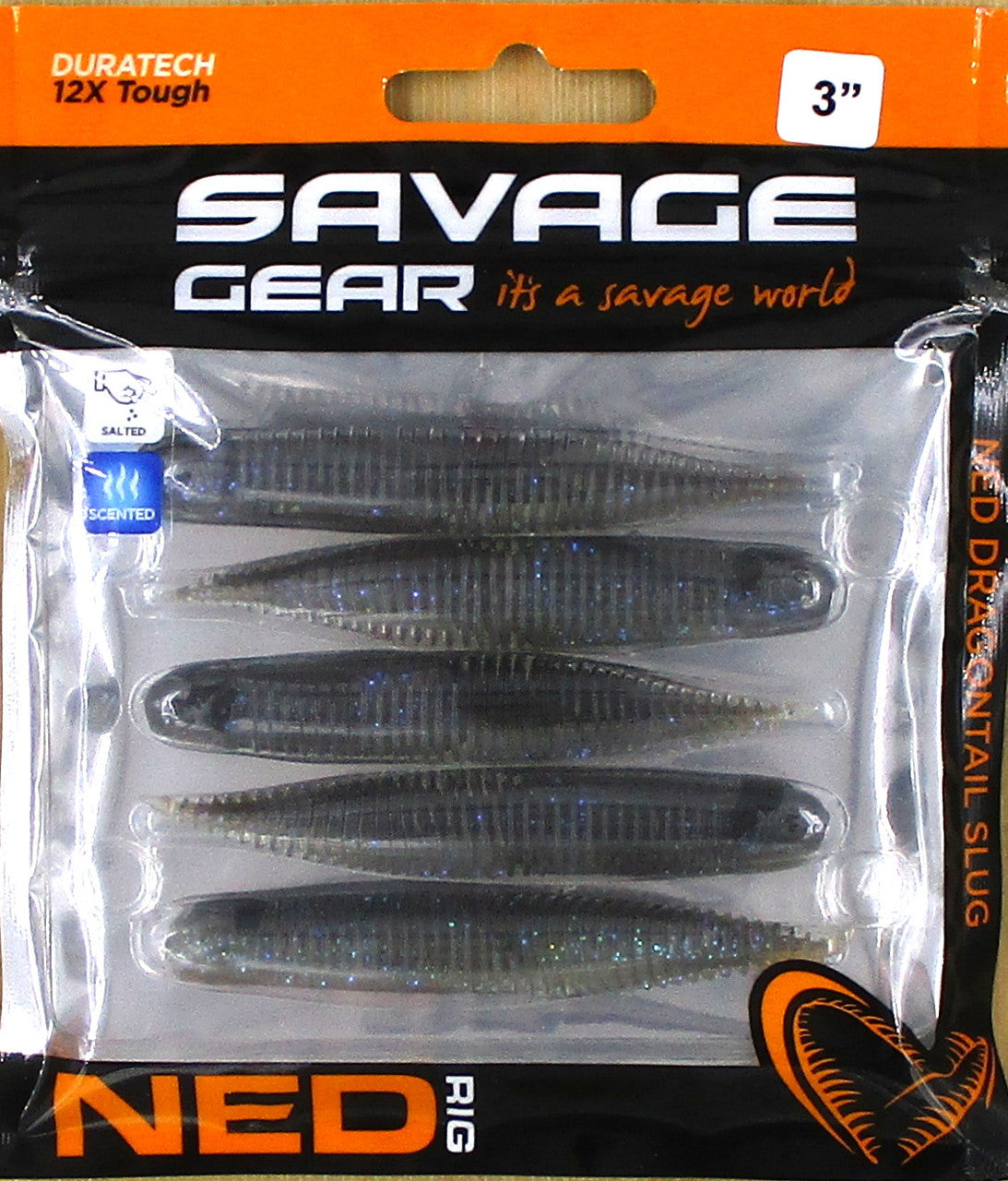 Packs Savage Gear 3" Ned Rig Dragontail Slug LB Electric Shad