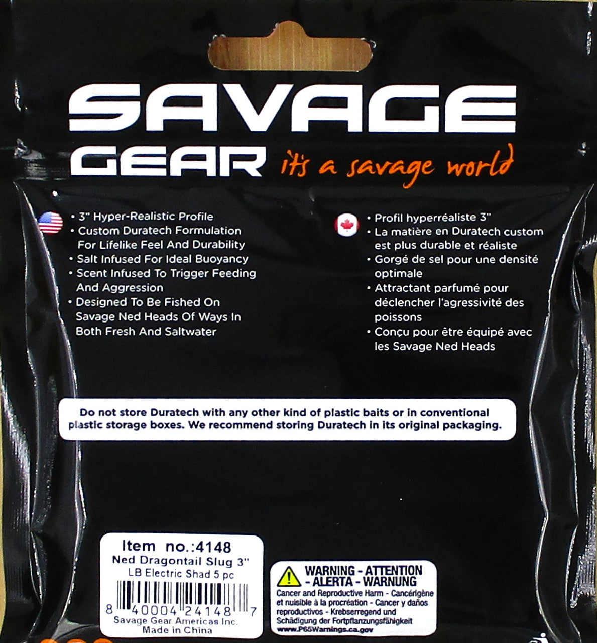 Packs Savage Gear 3" Ned Rig Dragontail Slug LB Electric Shad