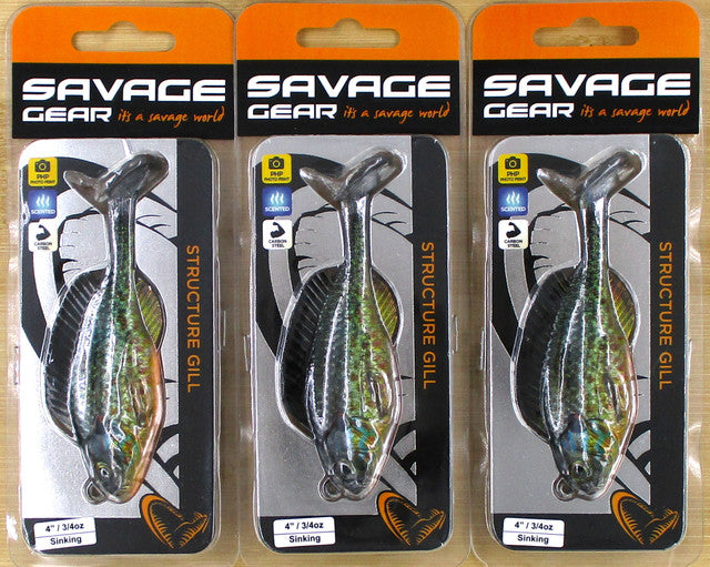 Savage Gear 4" Structure Gill Sinking 3/4 Oz Swimbaits Pumpkinseed