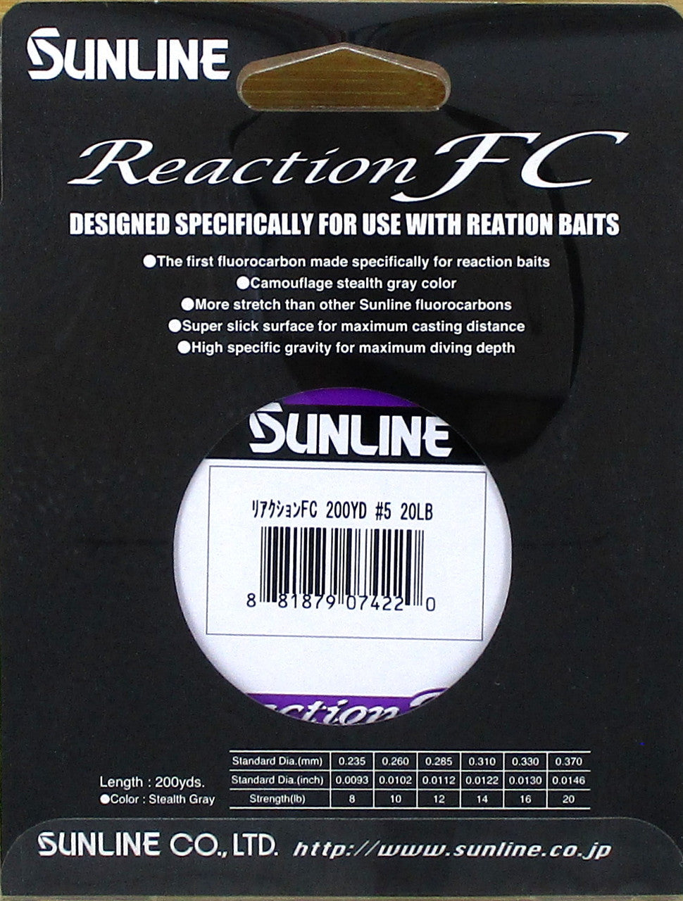 Sunline Reaction FC Fluorocarbon Stealth Gray Fishing Line 20 Lb.